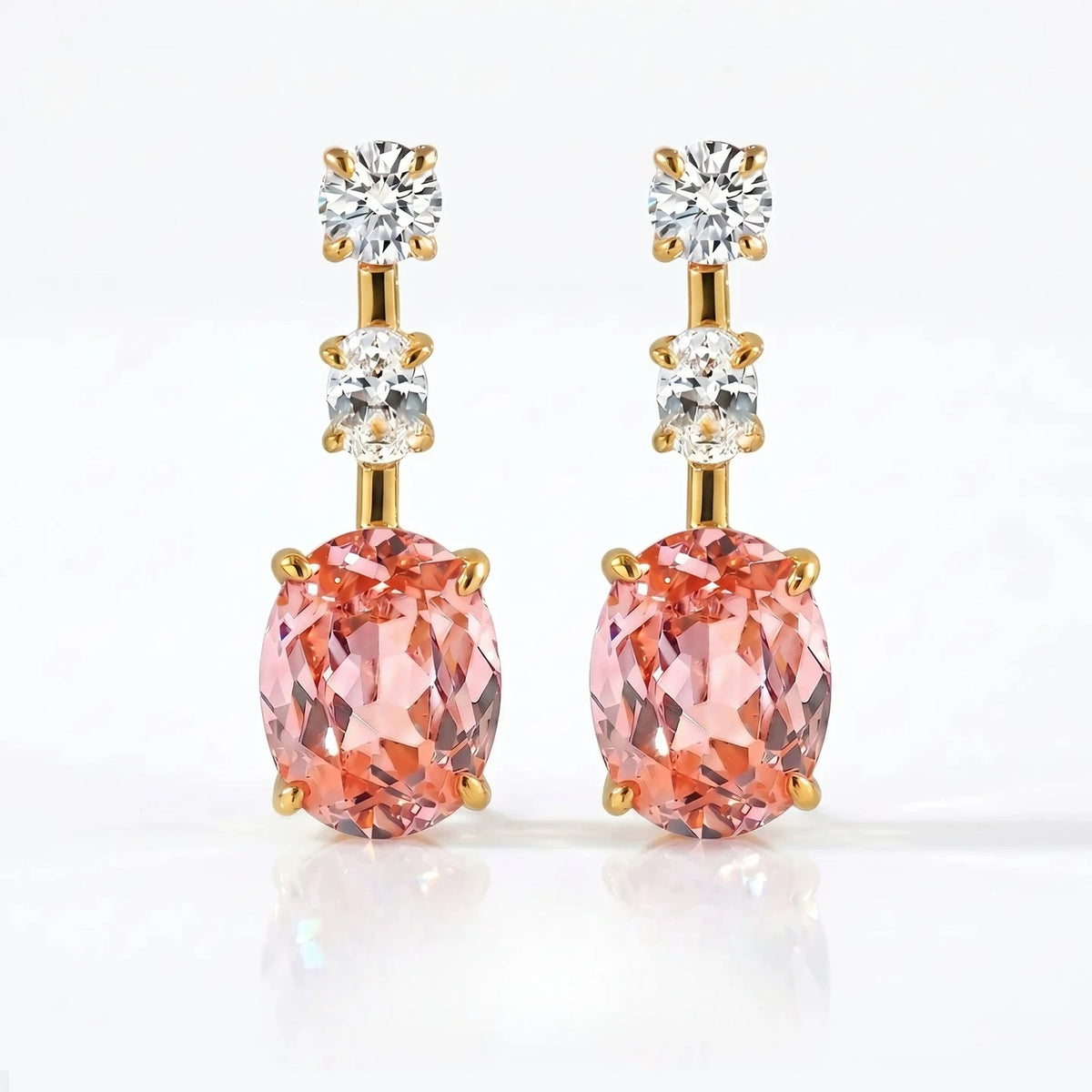 S925 Silver Earpiece 2ct Papalacha Pink Orange Zircon Inlaid Earnail Color Treasure Eardrop Light Luxury Gentle Jewelry