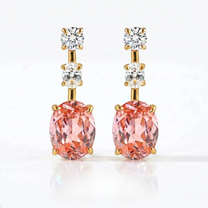 S925 Silver Earpiece 2ct Papalacha Pink Orange Zircon Inlaid Earnail Color Treasure Eardrop Light Luxury Gentle Jewelry