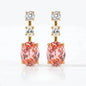 S925 Silver Earpiece 2ct Papalacha Pink Orange Zircon Inlaid Earnail Color Treasure Eardrop Light Luxury Gentle Jewelry
