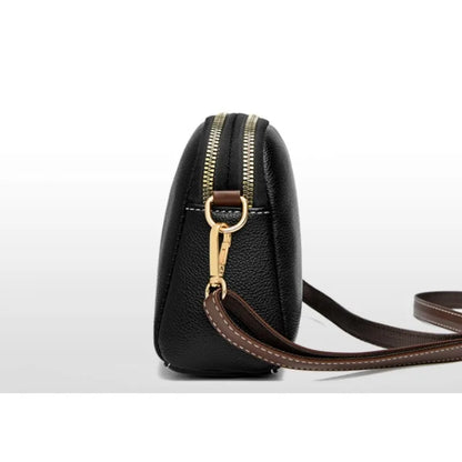 Women's genuine leather handbag with flap, luxurious, messenger style, crossbody