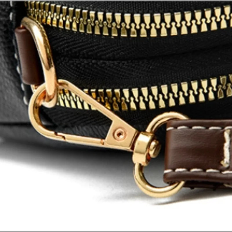 Women's genuine leather handbag with flap, luxurious, messenger style, crossbody