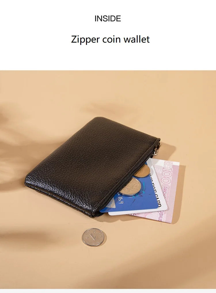 Small and elegant women's wallet with zipper closure, card holder and key holder