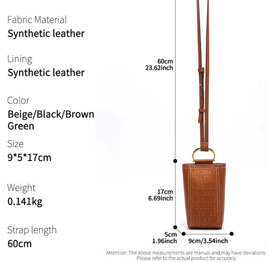 Women's crossbody bag, solid color, for cell phone and credit cards