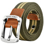 Men's tactical canvas belt, modern and casual, goes well with jeans, ideal accessory for outdoor sports and hunting, with nylon pin buckle
