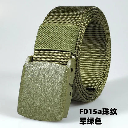Men's casual belt for outdoor activities, made of canvas and nylon, without metal