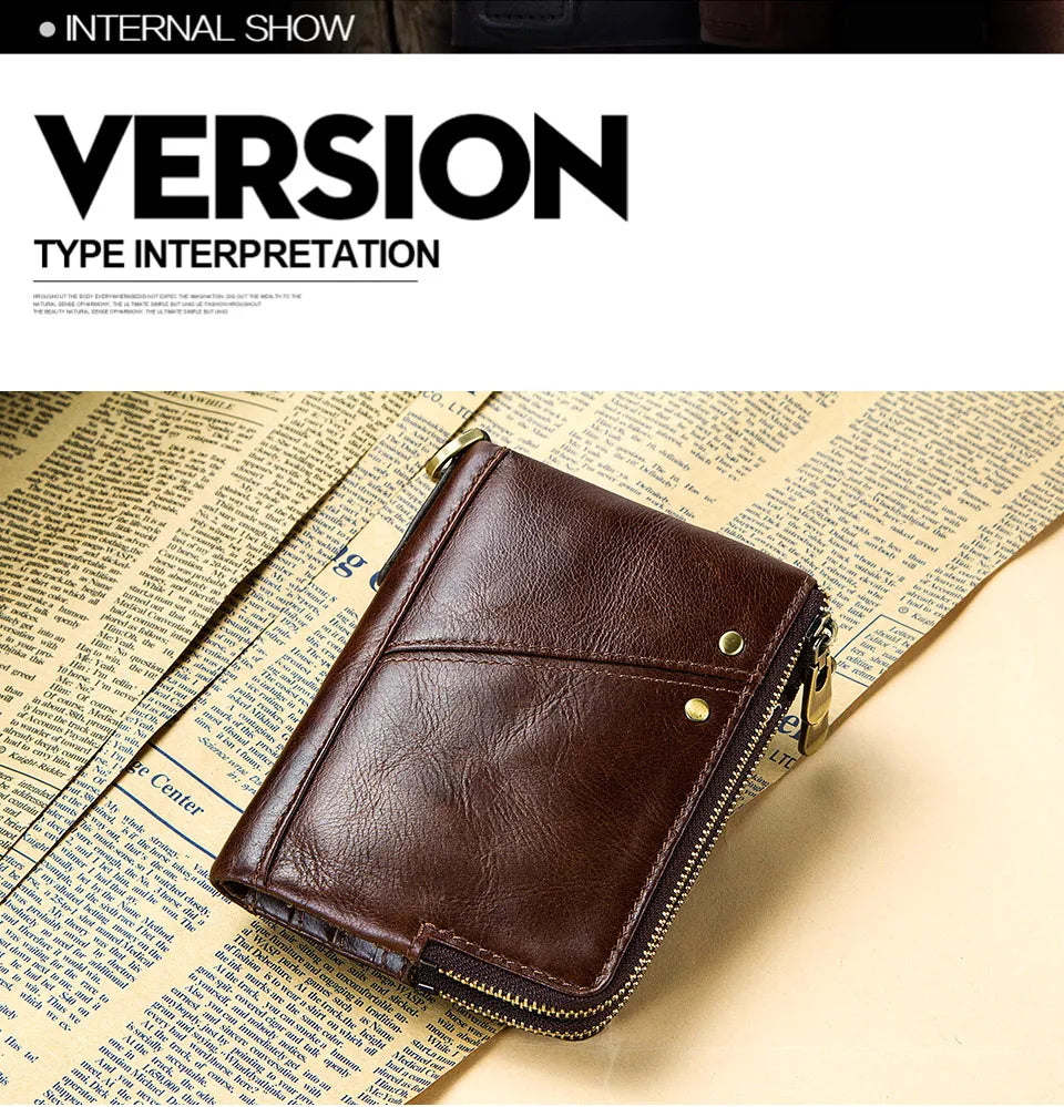 Unisex wallet in genuine leather, compact, with a sophisticated design and RFID-protected compartment for cards