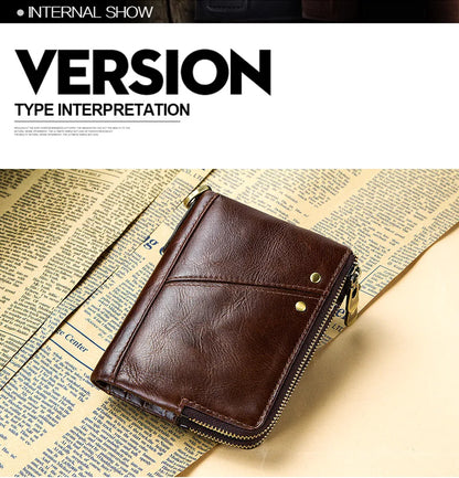 Unisex wallet in genuine leather, compact, with a sophisticated design and RFID-protected compartment for cards
