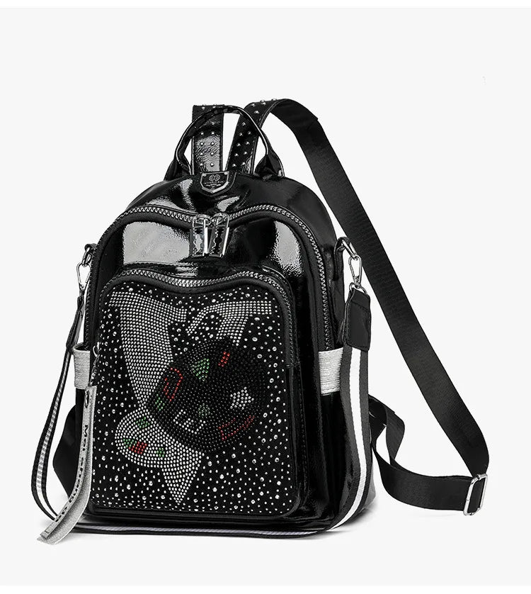 Women's multifunctional backpack with a modern design, made of anti-theft synthetic leather, stylish, beautiful and spacious