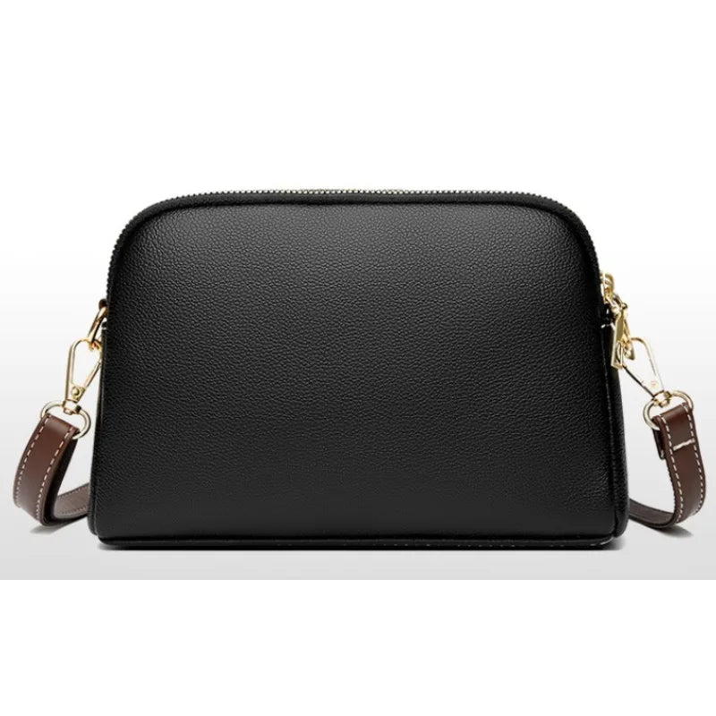 Women's genuine leather handbag with flap, luxurious, messenger style, crossbody