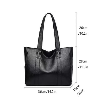 Large-capacity solid-color vintage-style women's handbag