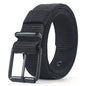 Unisex canvas belt with pin buckle and leather eyelet details