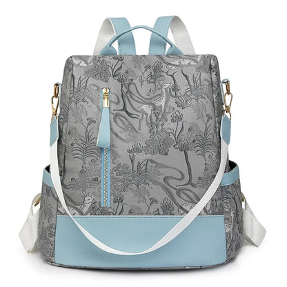 Women's Leather Backpack with Anti-Theft Design and Color-Blocking Style – Multifunctional with Large Capacity