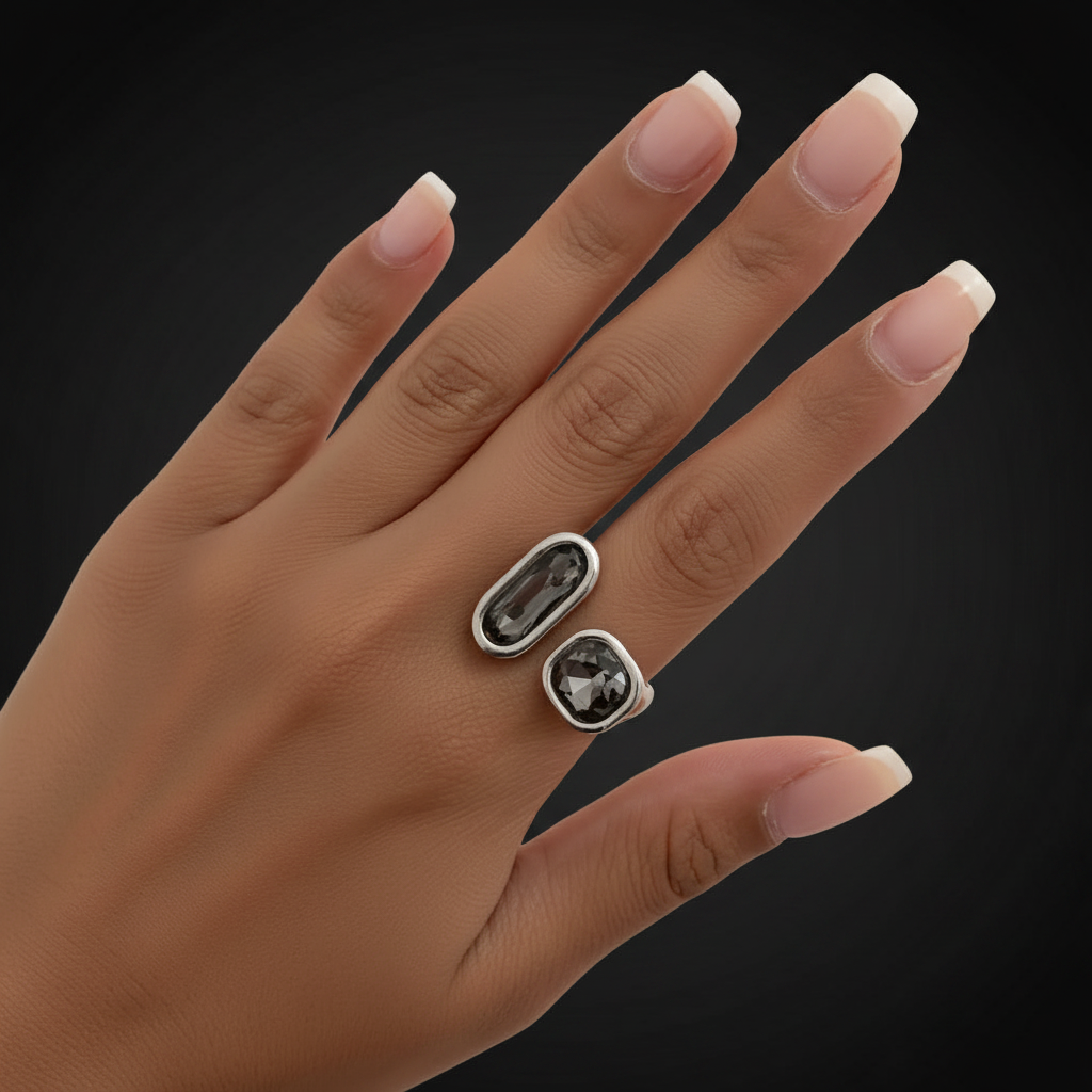 Minimalist Geometric Adjustable Open Ring