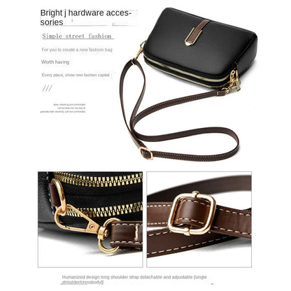 Women's genuine leather handbag with flap, luxurious, messenger style, crossbody