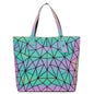 Women's beach-style holographic shoulder bag in various colors.