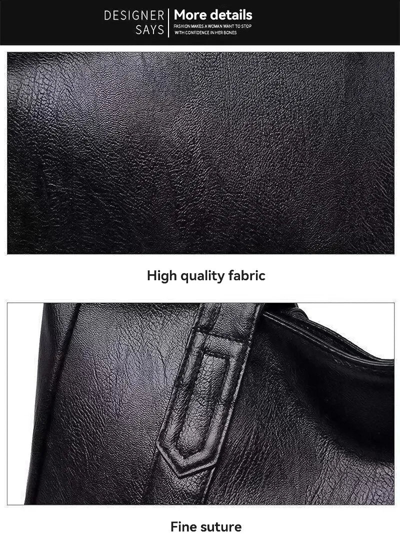 Large-capacity solid-color vintage-style women's handbag