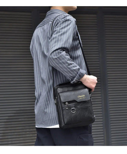 Men's crossbody bag with zipper closure, made of synthetic leather and with ample storage capacity