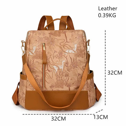 Women's Leather Backpack with Anti-Theft Design and Color-Blocking Style – Multifunctional with Large Capacity