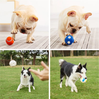 Soft latex ball with a squeaker for small and large dogs. Shaped like a game ball such as rugby, tennis, volleyball, soccer, and basketball. Engages your pet in play and helps clean their teeth