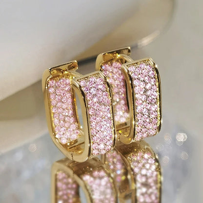 Women's silver or gold hoop earrings set with cubic zirconia