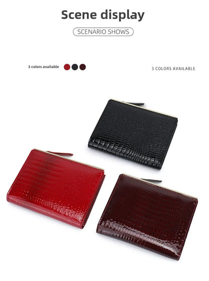 Women's wallet made of genuine leather, with multiple card slots.