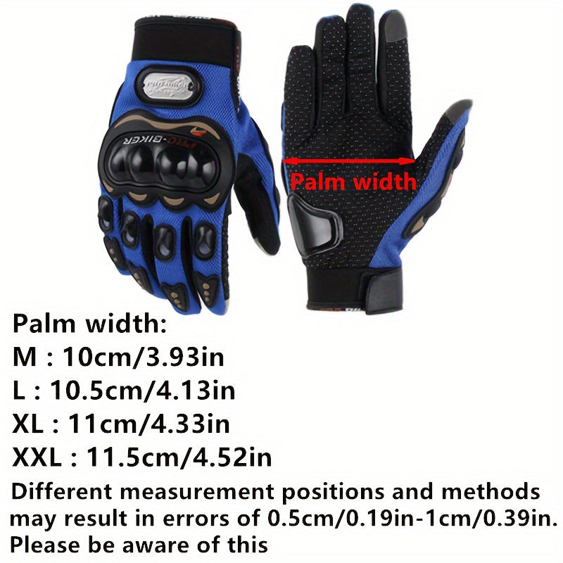 Unisex gloves for motorcycling, cycling, off-road riding, and other sports; breathable and featuring touchscreen-compatible fingertips