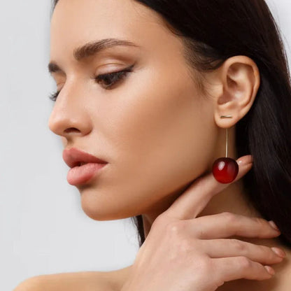 Women's Sweet Red Cherry Drop Earring – Delicate Fruit Design
