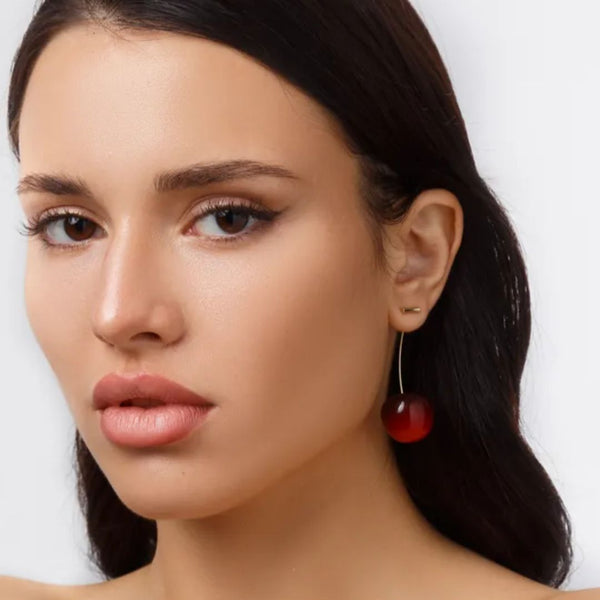 Women's Sweet Red Cherry Drop Earring – Delicate Fruit Design