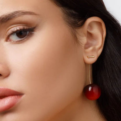 Women's Sweet Red Cherry Drop Earring – Delicate Fruit Design