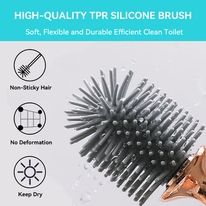 Toilet brush with holder, stylish with long ergonomic handle, a modern and deep cleaning accessory for the bathroom