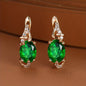 18K gold-plated stud earrings with a pendant set with round or oval-cut stones - Women's jewelry