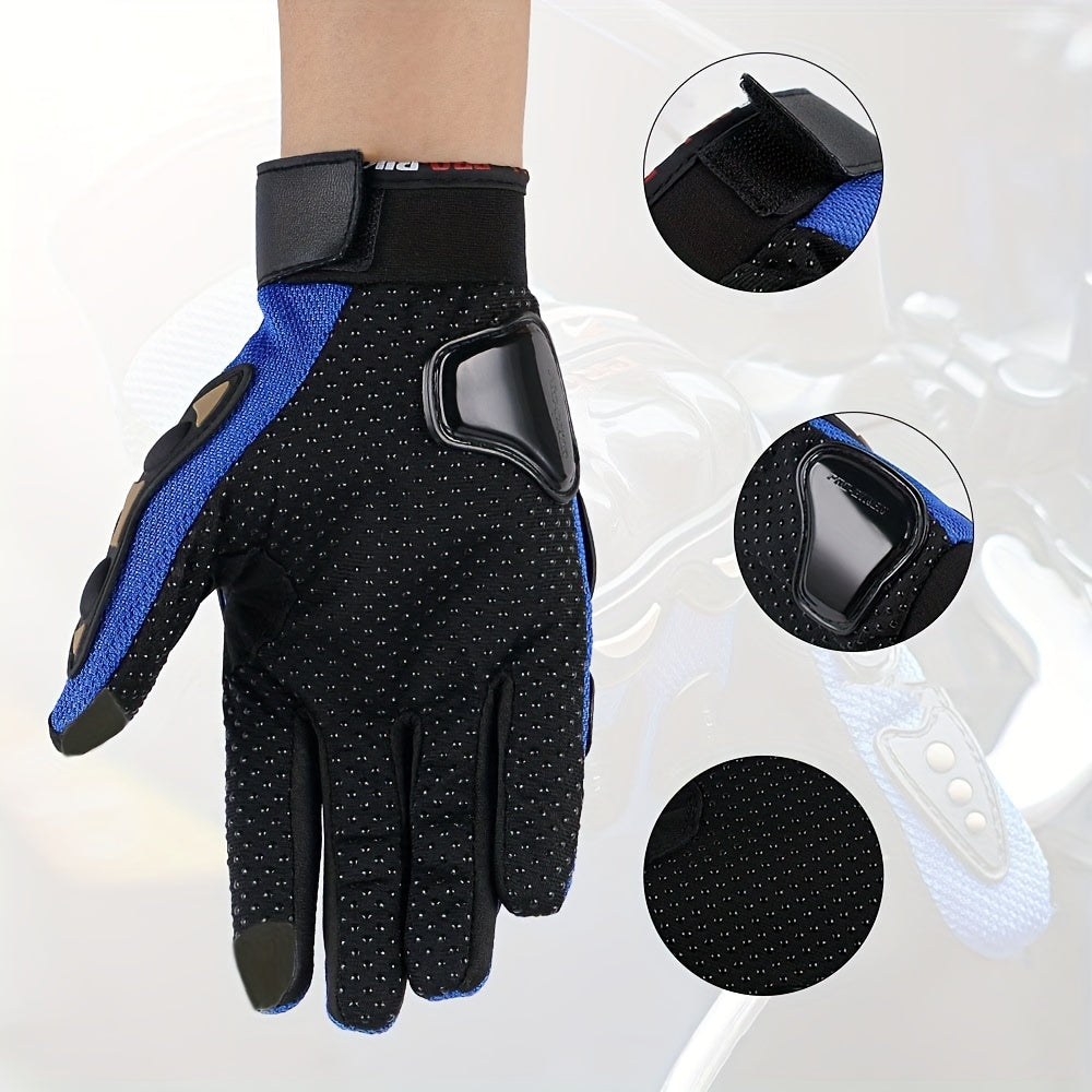 Unisex gloves for motorcycling, cycling, off-road riding, and other sports; breathable and featuring touchscreen-compatible fingertips