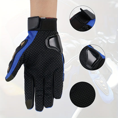 Unisex gloves for motorcycling, cycling, off-road riding, and other sports; breathable and featuring touchscreen-compatible fingertips