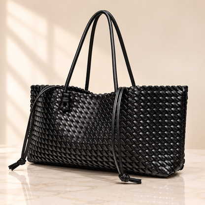 Modern and versatile braided shoulder tote bag with extra-large capacity