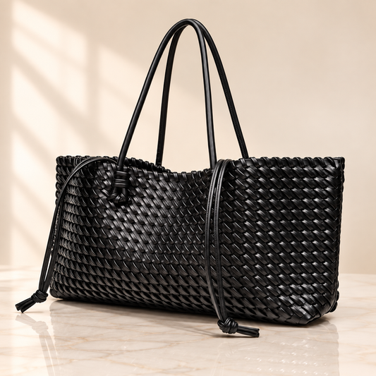 Modern and versatile braided shoulder tote bag with extra-large capacity