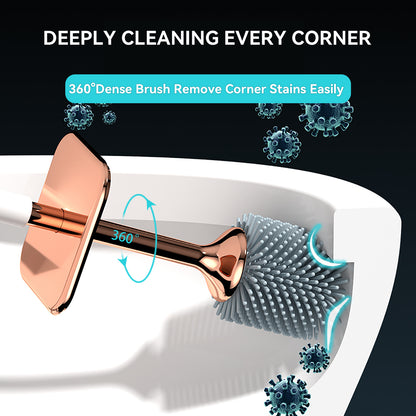 Toilet brush with holder, stylish with long ergonomic handle, a modern and deep cleaning accessory for the bathroom