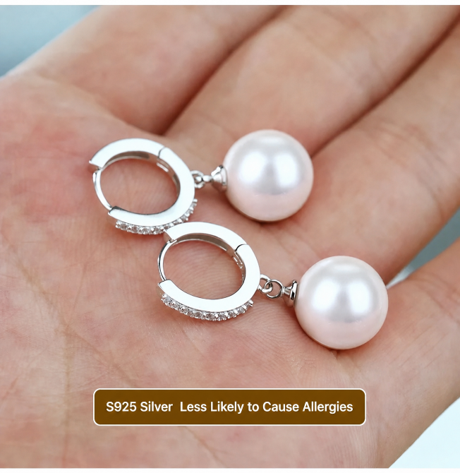 Earrings with Natural Freshwater Pearls in 925 Sterling Silver